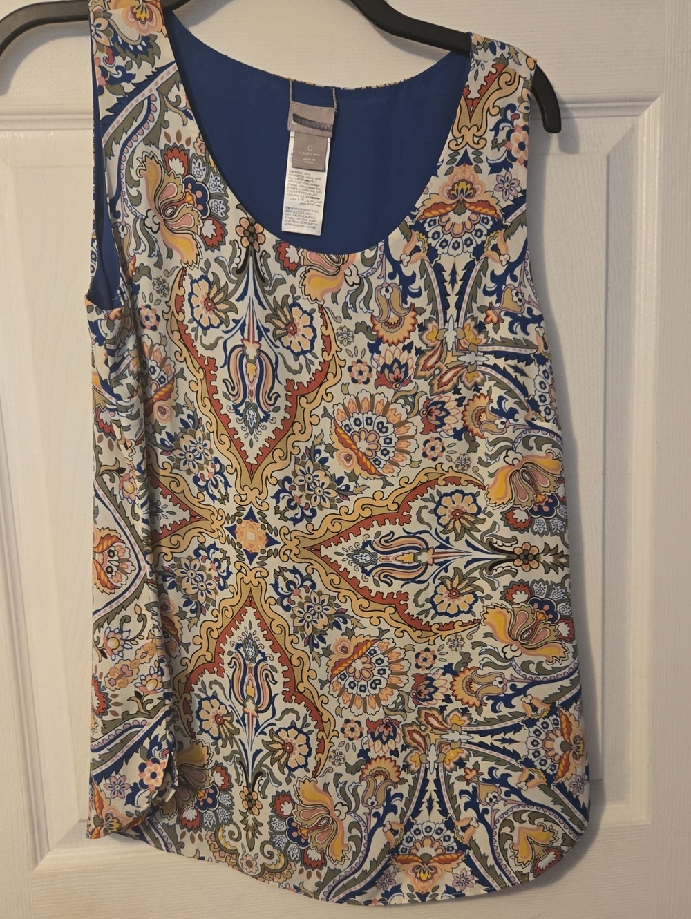 Chico's Paisley-Print Sleeveless Camisole - Blue Multi. Reverserable To Blue
